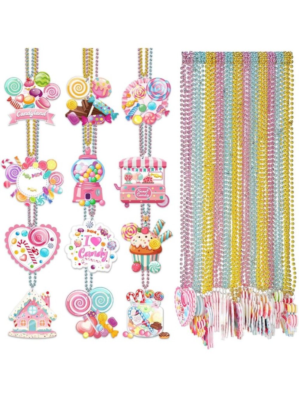 Colorful Candy Beaded Necklaces - 36 Pcs Party Favors for Kids, Birthday Fun